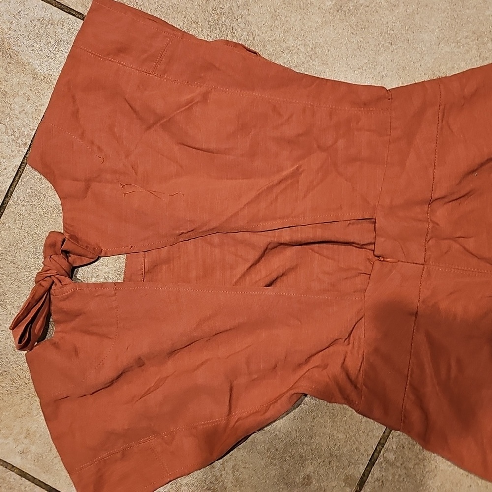 NWT Mo:Vint New York open back wide leg jumpsuit jumper mauve coveralls sz S - Picture 5 of 6